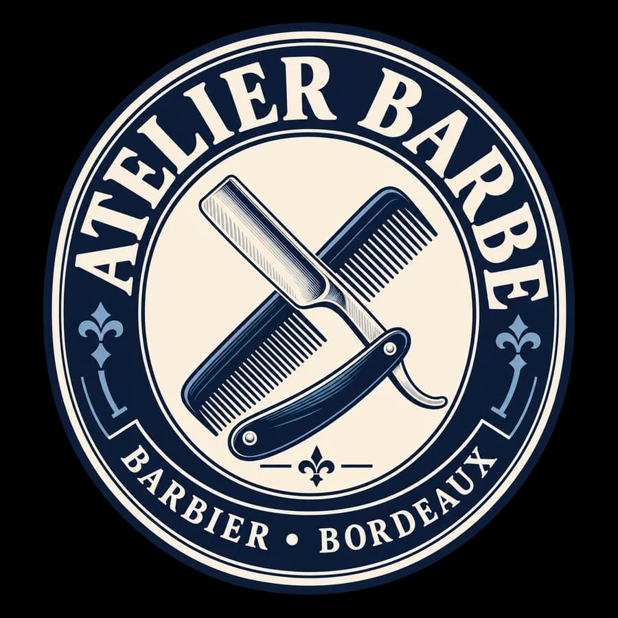 Logo fictif Atelier Barbe, style badge